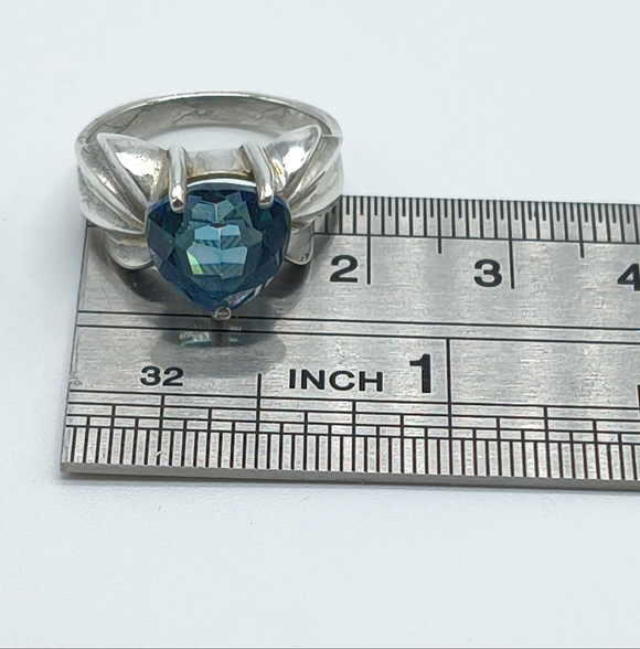 Vintage Sterling Silver Trillion Cut Mystic Topaz Ring Size 6 - Picture 13 of 14